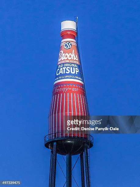 World's Largest Catsup Bottle, Route 159, Collinsville, Illinois. 170-foot water tower built in 1949 for the G.S. Suppiger catsup bottling plant...