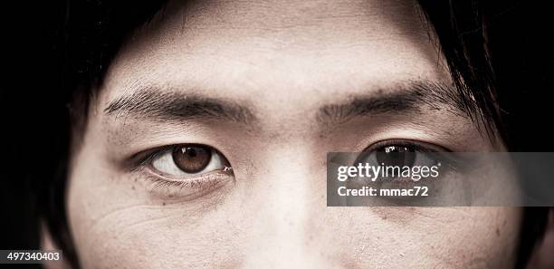 asian eyes close up - male model facial expression stock pictures, royalty-free photos & images