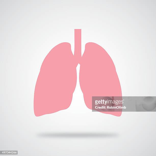 pink lungs icon - human lung stock illustrations