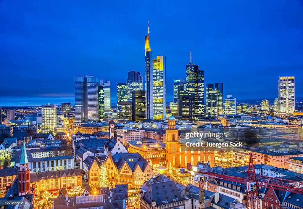 Frankfurt Skyline at Christmas Season