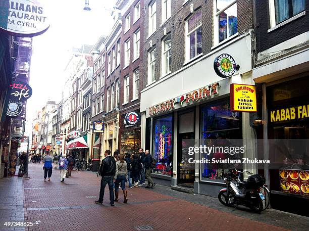 Street view of Nieuwendijk street, Amsterdam