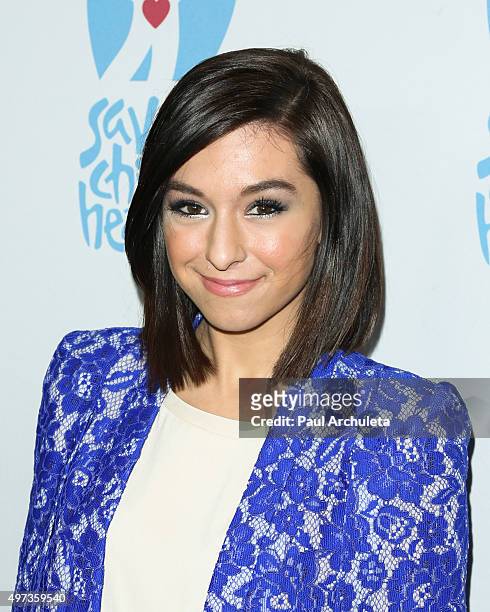 Singer Christina Grimmie attends the 2nd Annual Save A Child's Heart Gala at Sony Pictures Studios on November 15, 2015 in Culver City, California.