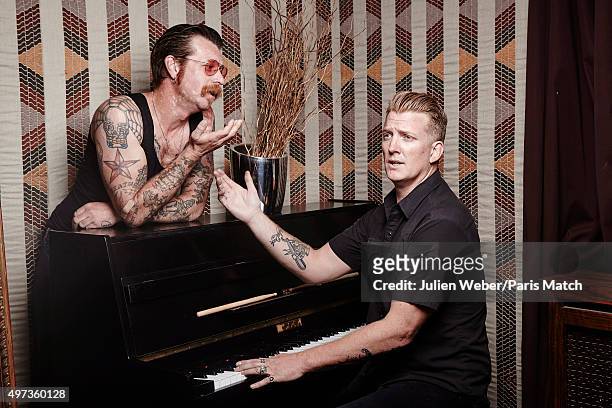Jesse Hughes and Josh Homme of Eagles of Death Metal are photographed for Paris Match on June 9, 2015 in Paris, France.