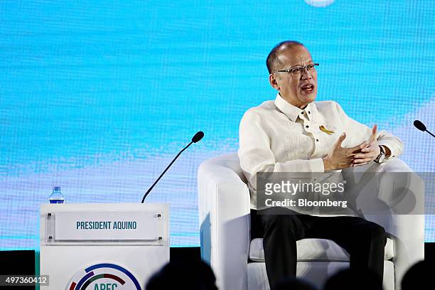 Benigno Aquino, the Philippines' president, speaks at the Asia-Pacific Economic Cooperation CEO Summit in Manila, the Philippines, on Monday, Nov....