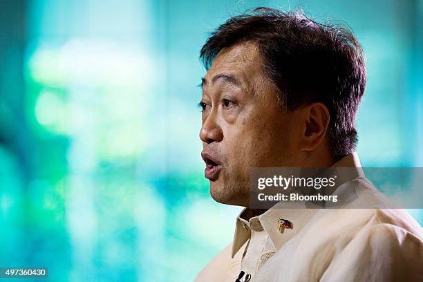 Cesar Purisima, Philippines secretary of finance, speaks during a Bloomberg television interview at the Asia-Pacific Economic Cooperation CEO Summit...