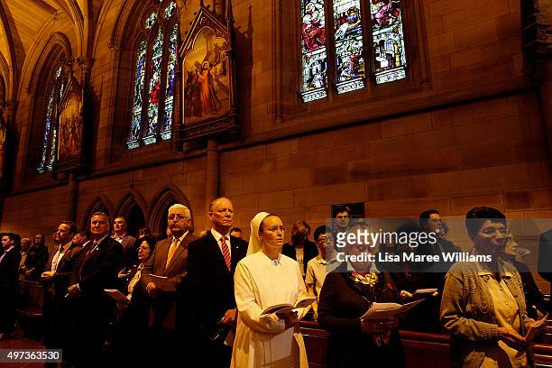Sydneysiders and members of the Catholic and French community attend a mass at St Mary's Cathedral in honour of the victims and those affected by the...