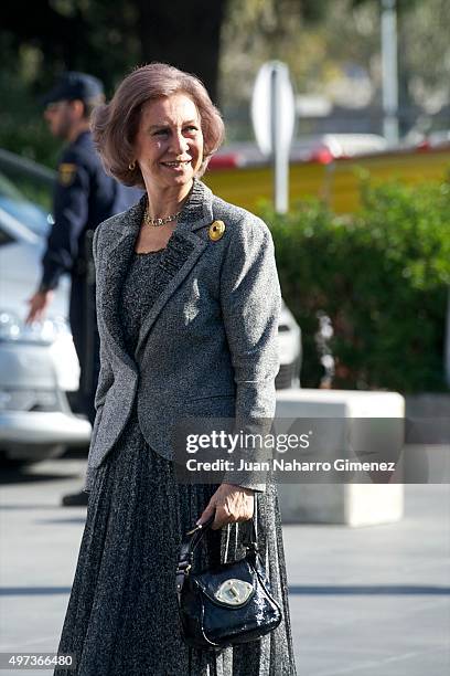 Queen Sofia attends 'La Paz Hospital 50th Anniversary' at La Paz Hospital on November 16, 2015 in Madrid, Spain.