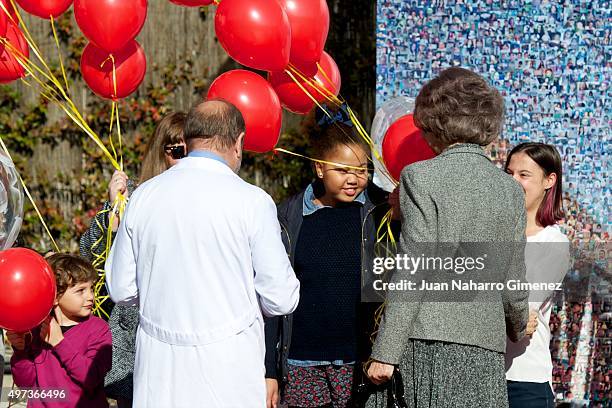 Queen Sofia attends 'La Paz Hospital 50th Anniversary' at La Paz Hospital on November 16, 2015 in Madrid, Spain.