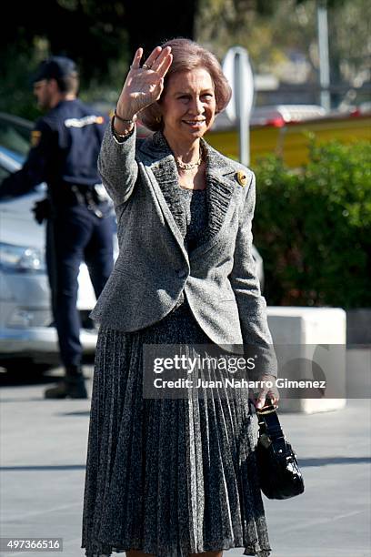 Queen Sofia attends 'La Paz Hospital 50th Anniversary' at La Paz Hospital on November 16, 2015 in Madrid, Spain.