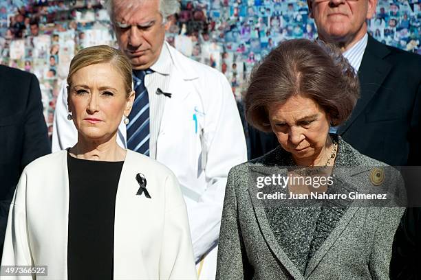 Queen Sofia and President of Madrid Community Cristina Cifuentes attend 'La Paz Hospital 50th Anniversary' at La Paz Hospital on November 16, 2015 in...