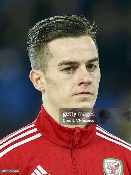 Tom Lawrence of Wales during the International friendly match between Wales and Netherlands on November 13, 2015 at the Cardiff City stadium in...