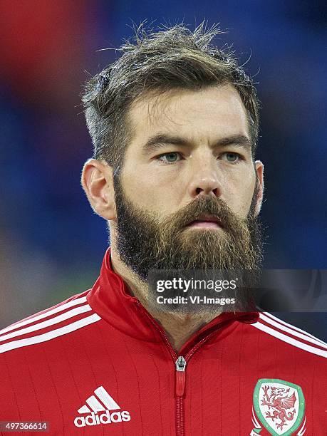 Joe Ledley of Wales during the International friendly match between Wales and Netherlands on November 13, 2015 at the Cardiff City stadium in...
