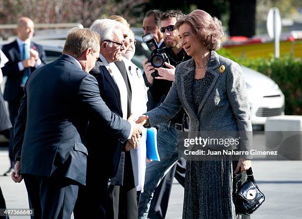 Queen Sofia attends 'La Paz Hospital 50th Anniversary' at La Paz Hospital on November 16, 2015 in Madrid, Spain.