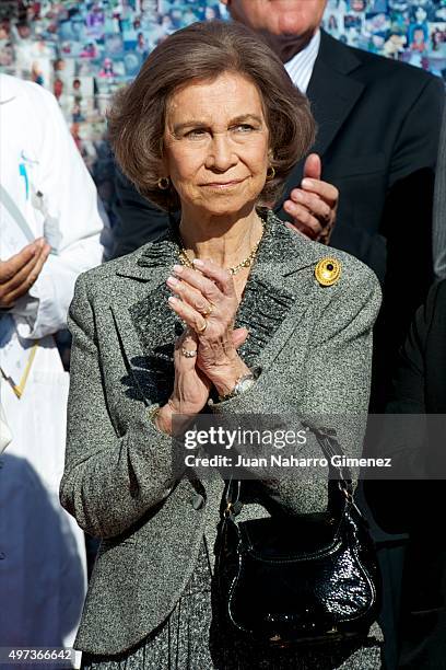 Queen Sofia attends 'La Paz Hospital 50th Anniversary' at La Paz Hospital on November 16, 2015 in Madrid, Spain.