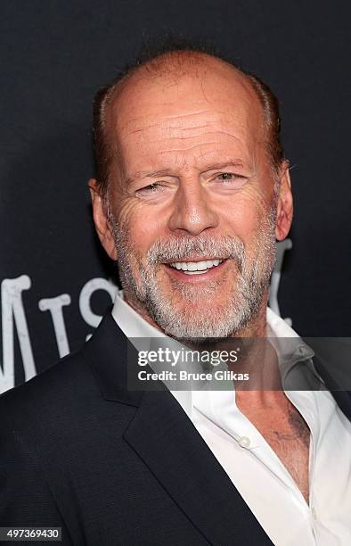 Bruce Willis poses at the Opening Night After Party for "Misery" on Broadway at TAO Downtown on November 15, 2015 in New York City.