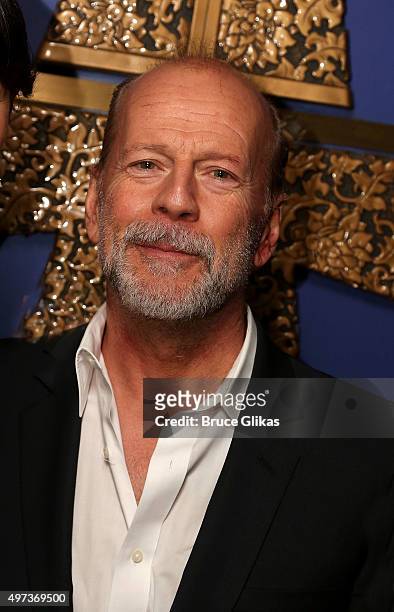 Bruce Willis poses at the Opening Night After Party for "Misery" on Broadway at TAO Downtown on November 15, 2015 in New York City.
