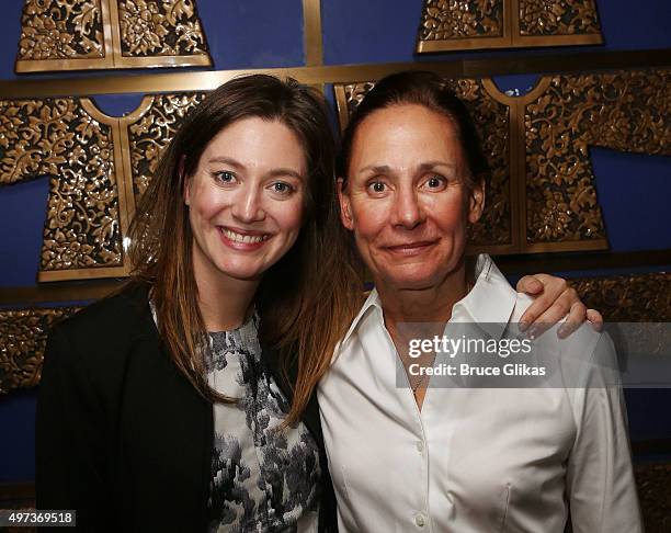 Zoe Perry and mother Laurie Metcalf pose at the Opening Night After Party for "Misery" on Broadway at TAO Downtown on November 15, 2015 in New York...