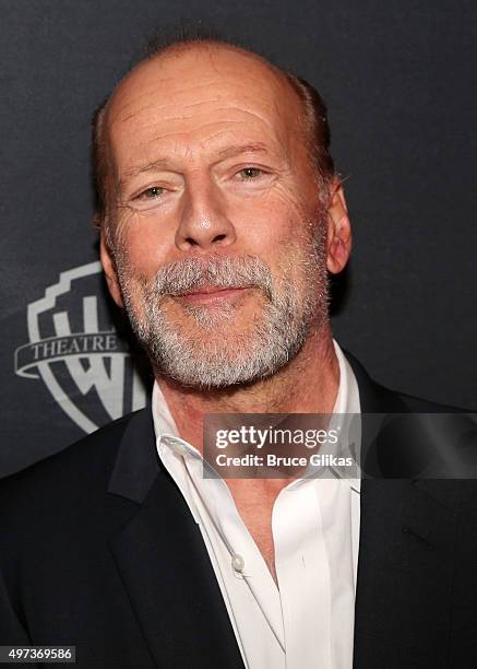 Bruce Willis poses at the Opening Night After Party for "Misery" on Broadway at TAO Downtown on November 15, 2015 in New York City.
