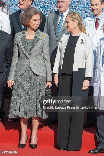 Queen Sofia and Cristina Cifuentes attend "La Paz" Hospital 50th Anniversary' on November 16, 2015 in Madrid, Spain.