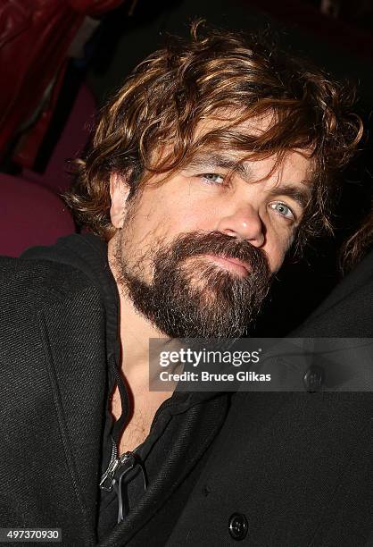 Peter Dinklage poses at The Opening Night Arrivals for "Misery" on Broadway at The Broadhurst Theatre on November 15, 2015 in New York City.