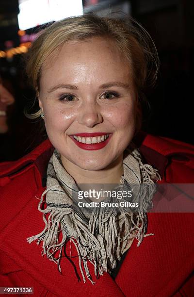 Allison Pill poses at The Opening Night Arrivals for "Misery" on Broadway at The Broadhurst Theatre on November 15, 2015 in New York City.