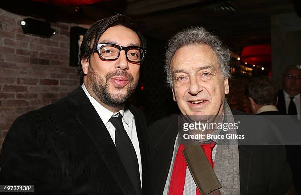 Director Will Frears and father Stephen Frears pose at the Opening Night After Party for "Misery" on Broadway at TAO Downtown on November 15, 2015 in...