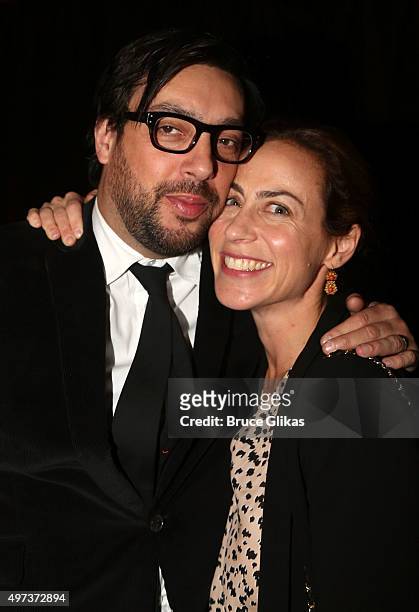 Director Will Frears and wife Amy pose at the Opening Night After Party for "Misery" on Broadway at TAO Downtown on November 15, 2015 in New York...
