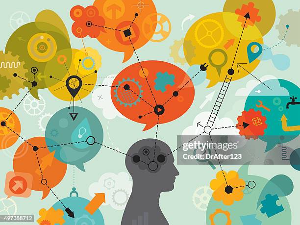 ilustrações de stock, clip art, desenhos animados e ícones de 3 d mapa de mente pensar - pensando