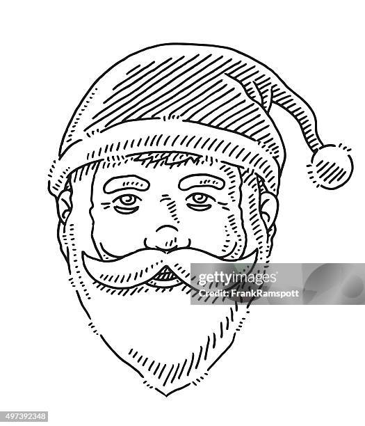 head happy santa claus drawing - santa hat transparent background stock illustrations