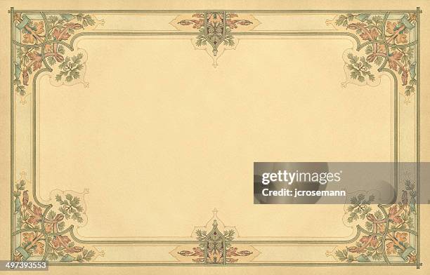 art noveau floral frame work - art deco border stock illustrations