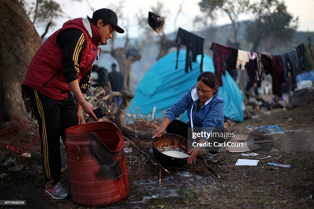 Migrants On Greece's Lesbos Island