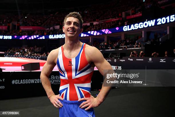 Max Whitlock of Great Britain wins Gold in the Pommel Horse Final during day nine of the 2015 World Artistic Gymnastics Championships at The SSE...