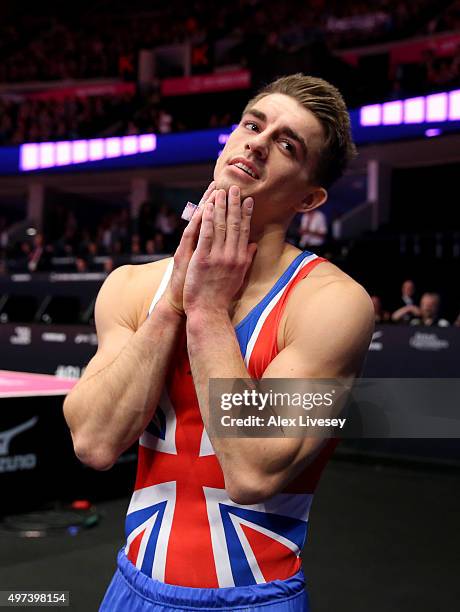 Max Whitlock of Great Britain wins Gold in the Pommel Horse Final during day nine of the 2015 World Artistic Gymnastics Championships at The SSE...