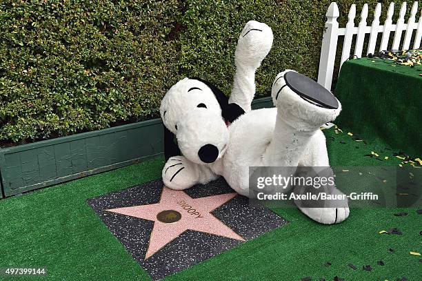 Snoopy is honored with a Star on the Hollywood Walk of Fame on November 2, 2015 in Hollywood, California.