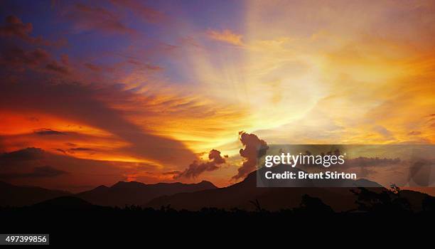 Sunset image from the the Sepik River, a remote region of Papua New Guinea where life-style is still derived almost entirely from man's relationship...