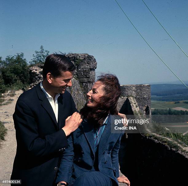 Henri Grandsire and Claudine Coster in an episode of the television series of Charles Bretoneiche and Nicole Riche "Michel Vaillant's adventures"...