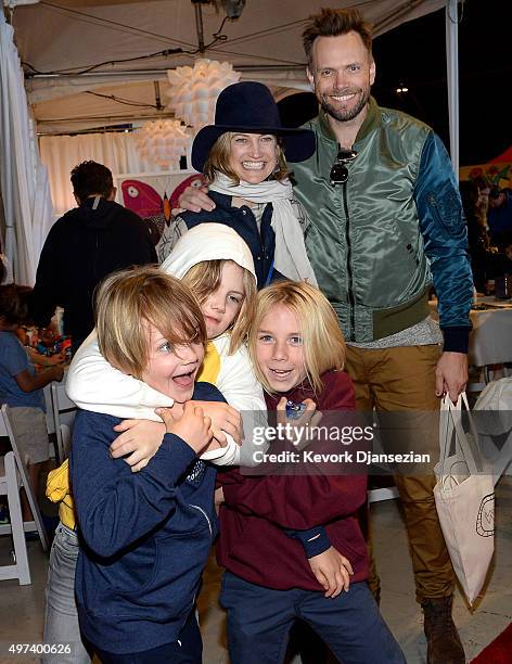 Screenwriter Sarah Williams and actor Joel McHale, and Edward Roy McHale, Isaac Hayden McHale, and guest attend Express Yourself 2015 to benefit P.S....