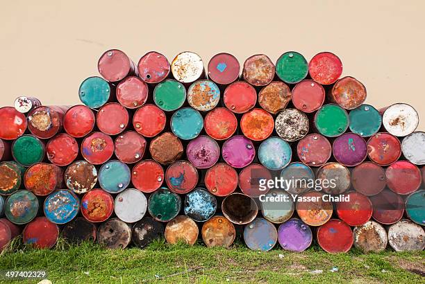 drum barrels - multi barrel stock pictures, royalty-free photos & images