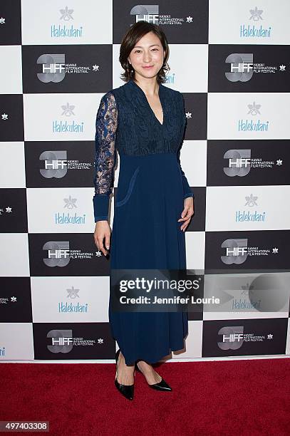 Ryoko Hirosue arrives at the 2015 Hawaii International Film Festival Awards Gala on November 15, 2015 in Honolulu, Hawaii.