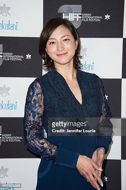 Ryoko Hirosue arrives at the 2015 Hawaii International Film Festival Awards Gala on November 15, 2015 in Honolulu, Hawaii.