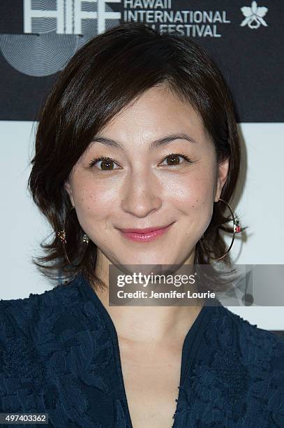 Ryoko Hirosue arrives at the 2015 Hawaii International Film Festival Awards Gala on November 15, 2015 in Honolulu, Hawaii.