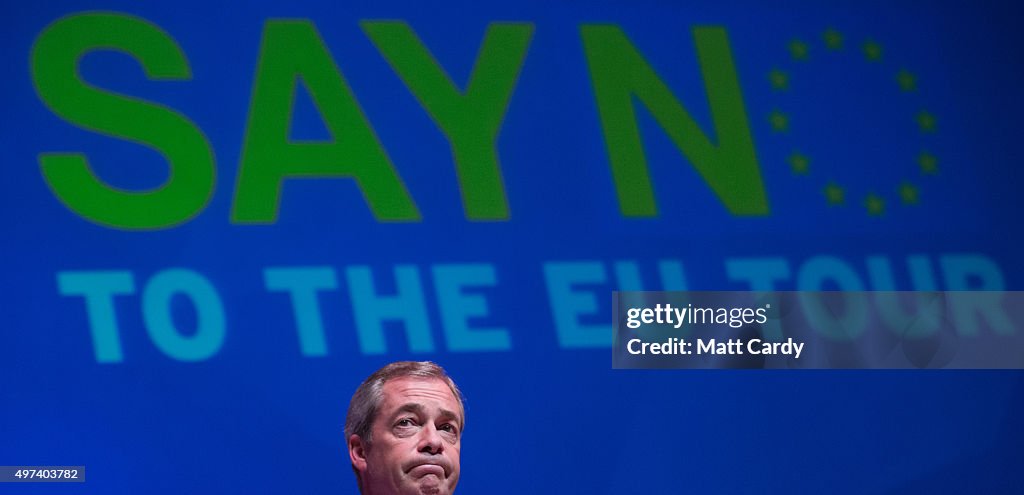 Nigel Farage Addresses The Paris Terror Attacks At A "Say No To Europe" Meeting