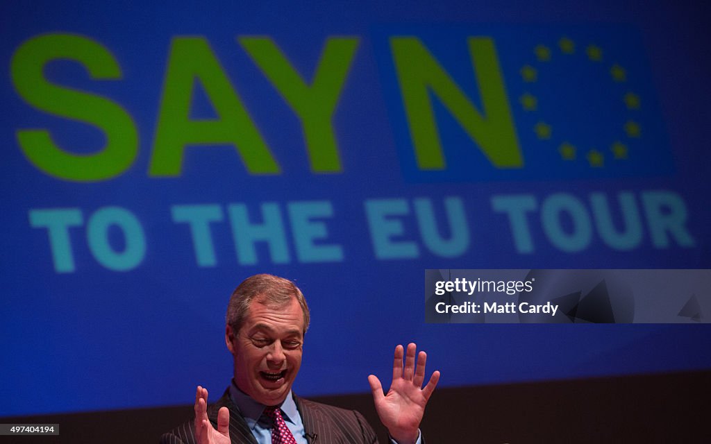 Nigel Farage Addresses The Paris Terror Attacks At A "Say No To Europe" Meeting