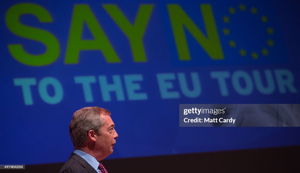 Nigel Farage Addresses The Paris Terror Attacks At A "Say No To Europe" Meeting