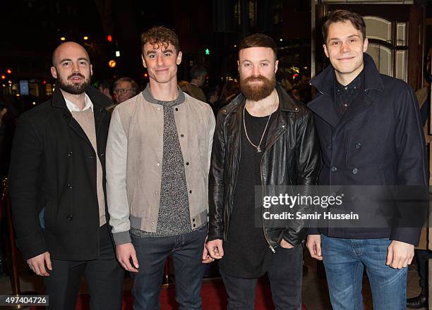 Rob Damiani, Matt Donnelly, Tom Doyle and Simon Delany from the band 'Don Broco' attend the press night for "The Illusionists" at Shaftesbury Theatre...