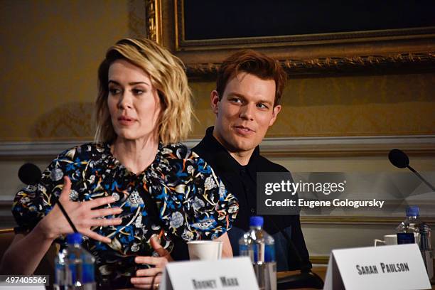 Sarah Paulson, and Jake Lacyattend the CAROL New York Press Conference at Essex House, Petit Salon on November 16, 2015 in New York City.