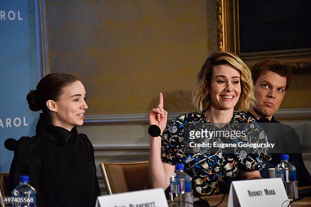 Rooney Mara, and Sarah Paulson attend the CAROL New York Press Conference at Essex House, Petit Salon on November 16, 2015 in New York City.