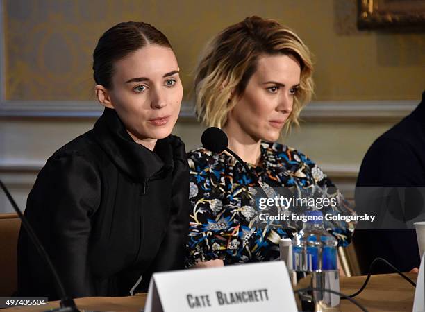 Rooney Mara, and Sarah Paulson attend the CAROL New York Press Conference at Essex House, Petit Salon on November 16, 2015 in New York City.