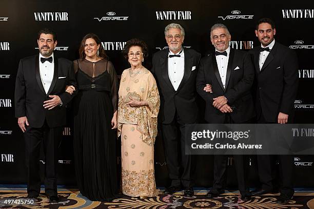 Alvaro Maurizio Domingo and his wife, Marta Ornelas and husband Spanish tenor Placido Domingo, Jose Placido Domingo and Placido Domingo Jr. Attend...