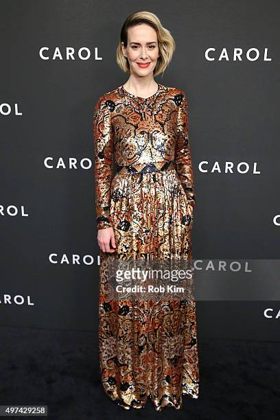 Actress Sarah Paulson attends the New York premiere of "Carol" at the Museum of Modern Art on November 16, 2015 in New York City.